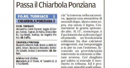 TURRIACO SUPERATO Passa il ChiarbolaPonziana Domenica 20 Febbraio 2017